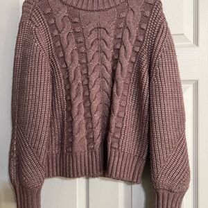 Chunky Cable Knit Sweater - Mauve